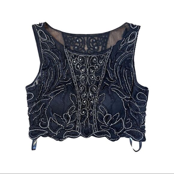 Terani Couture Tops - Terani couture size 6 black beaded crop top